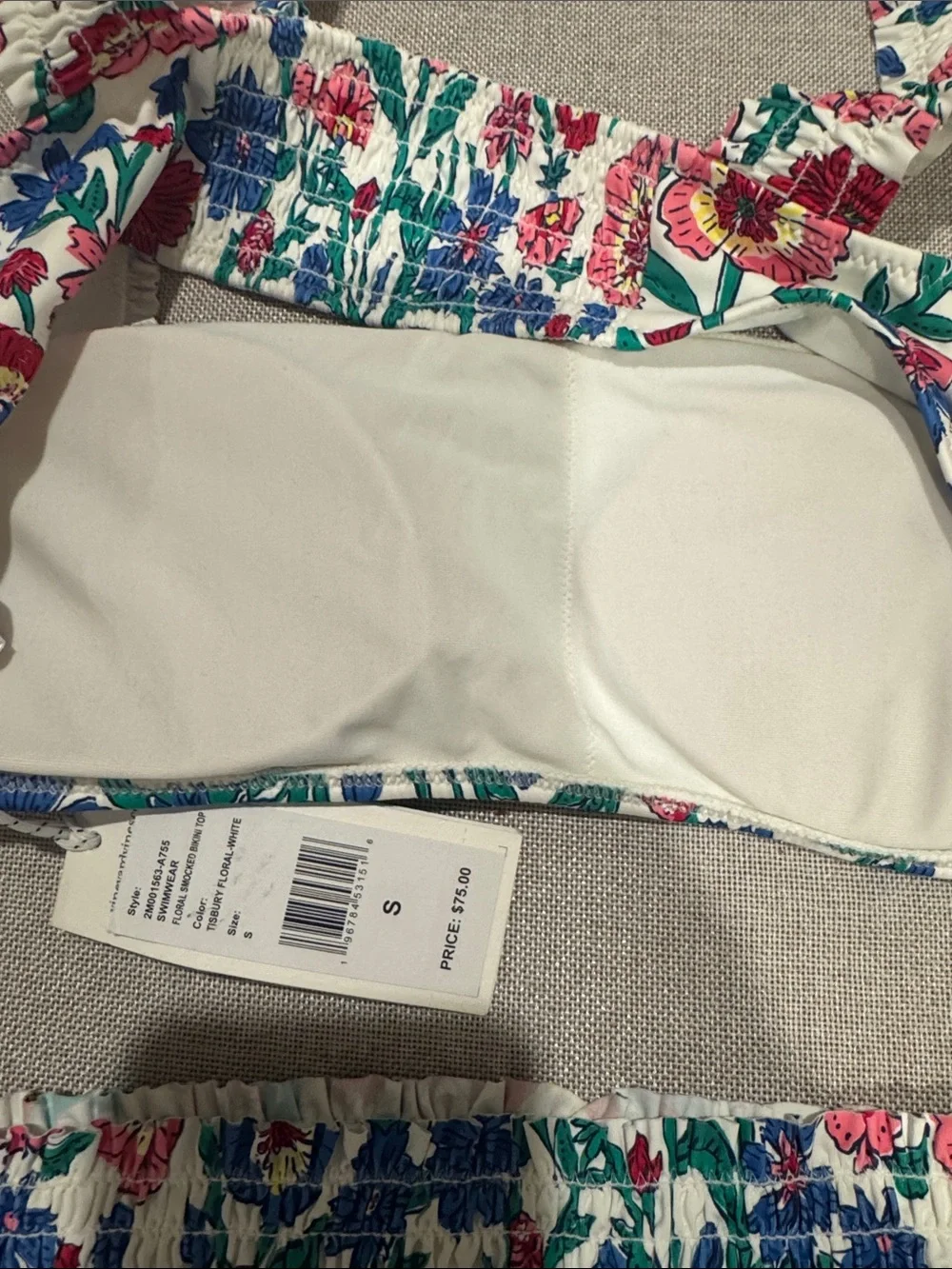Vineyard Vines Floral Bikini in White with Pink, Blue & Green in Size S